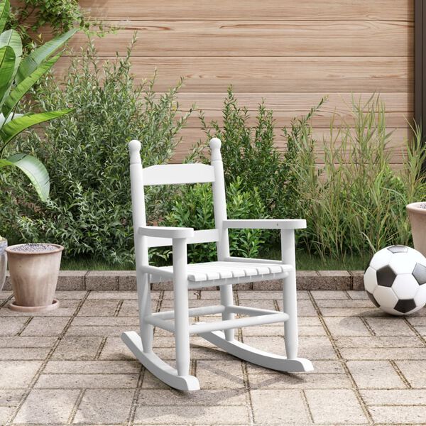 vidaXL Rocking Chair White Poplar wood Small Rocking Chair Rectangular