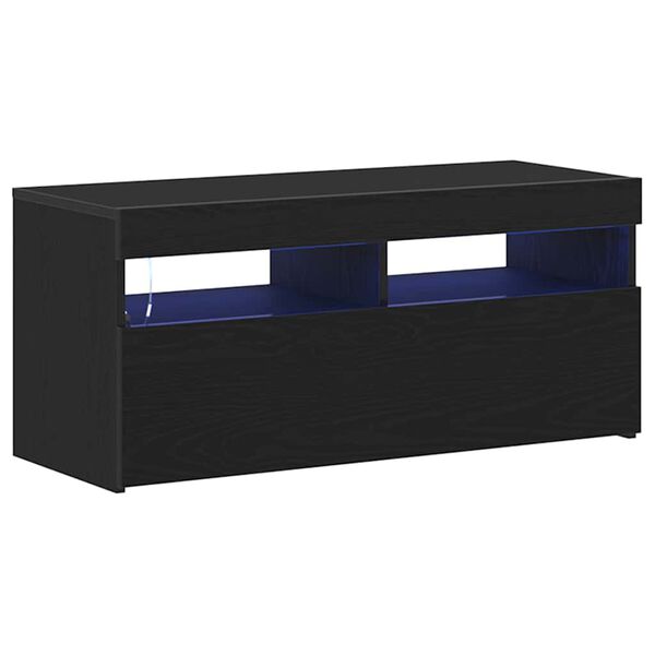 vidaXL TV Cabinet Black Oak 35.43 x 13.78 x 15.75 in Engineered Wood