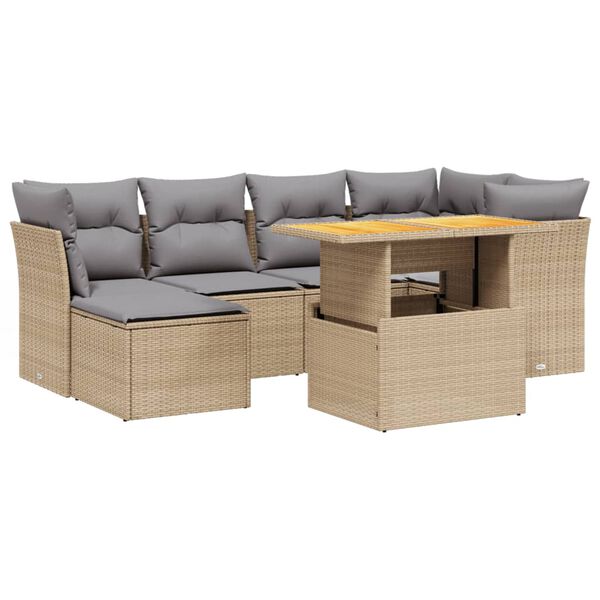 vidaXL Garden Sofa Set Beige, Light Grey