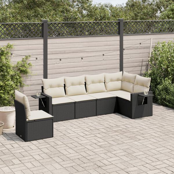 vidaXL Garden Sofa Set Black, Cream White