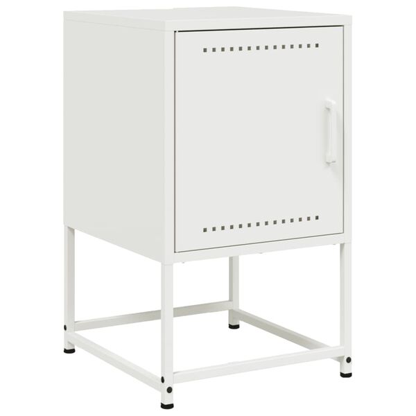 vidaXL Bedside Cabinet White 14.2"x15.4"x23.8" Steel