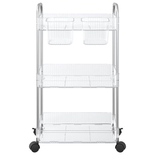 vidaXL Storage Trolley 3-Tier Transparent 14.6x11.0x26.8" Acrylic