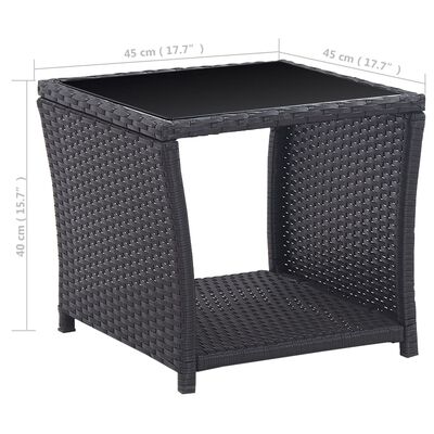 vidaXL 3 Piece Bistro Set with Cushions Poly Rattan Black