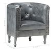 vidaXL Tub Chair Gray Real Leather