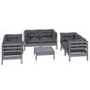vidaXL Garden Lounge Set Grey Solid pine Medium Modular