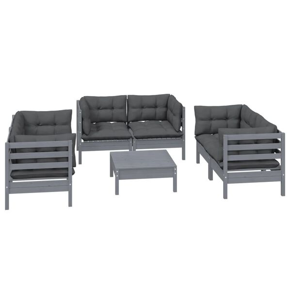 vidaXL Garden Lounge Set Grey Solid pine Medium Modular
