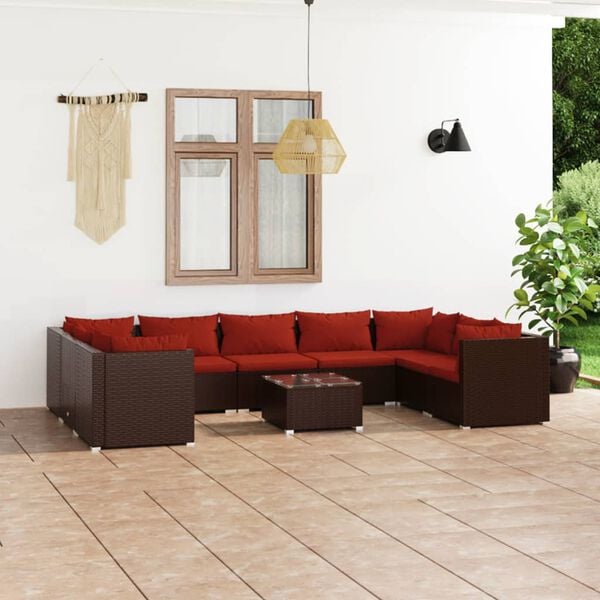 vidaXL Garden Lounge Set Brown PE rattan Large Modular