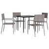 vidaXL Garden Dining Set Grey and Black Poly Rattan, Steel, Tempered Glass