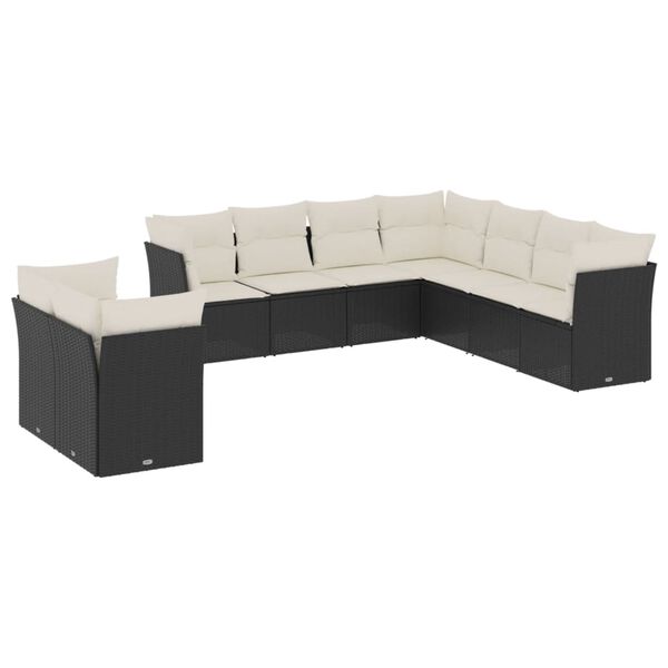 vidaXL Garden Sofa Set Black, Cream White
