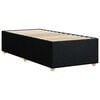 vidaXL Bed Frame Black Polyester, Plywood, Engineered Wood Single