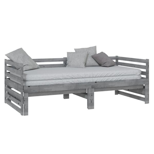 vidaXL Day Bed Grey Solid Pinewood 2x