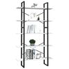 vidaXL Book Cabinet White Pinewood, metal Large 5-Tier Book Cabinet