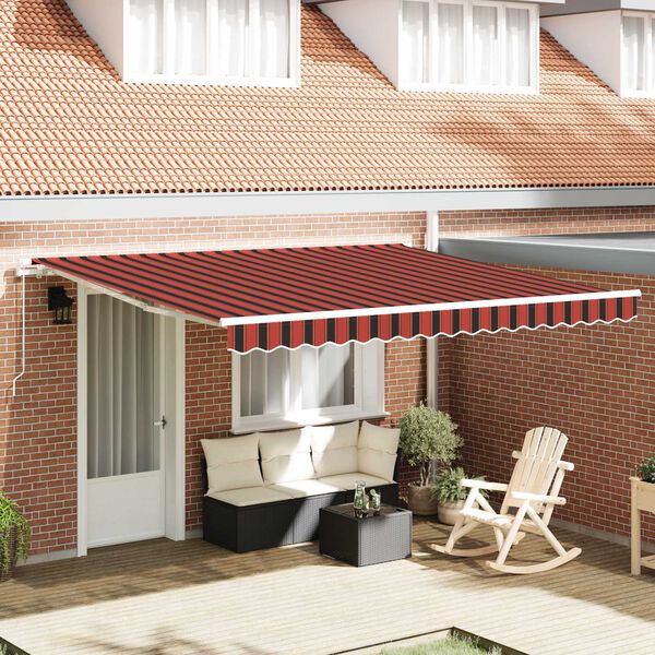 vidaXL Retractable Awning Orange and Brown 157.48" x 118.11" Polyester