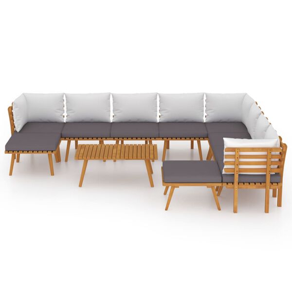 vidaXL Garden Lounge Set Dark Grey Solid Acacia Wood Large Modular