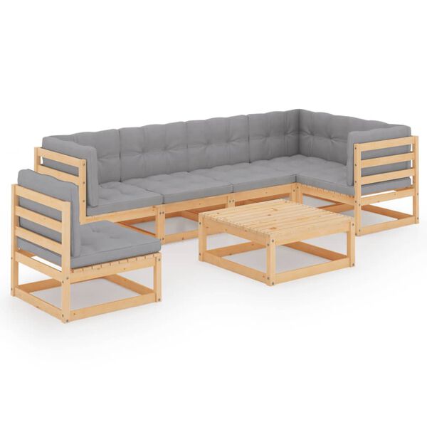 vidaXL Garden Lounge Set Natural wood Solid pine wood Large Modular