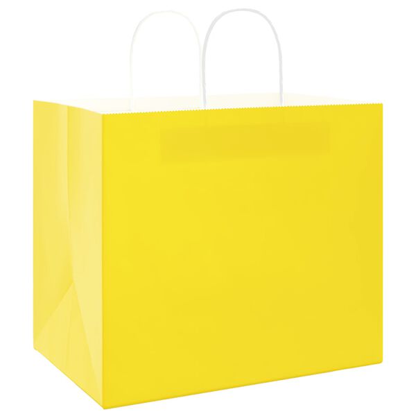 vidaXL Paper Bags 50 pcs with Handles Yellow 32x22x28 cm