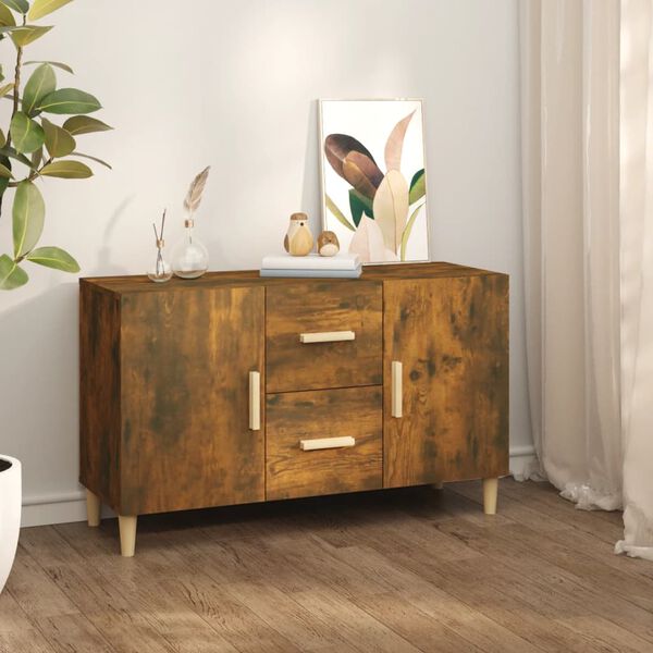 vidaXL Sideboard Smoked oak Engineered wood 39.4 x 14.2 x 23.6 in