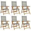 vidaXL Garden Chair Set of 6 Grey Solid Acacia wood, PE rattan Standard