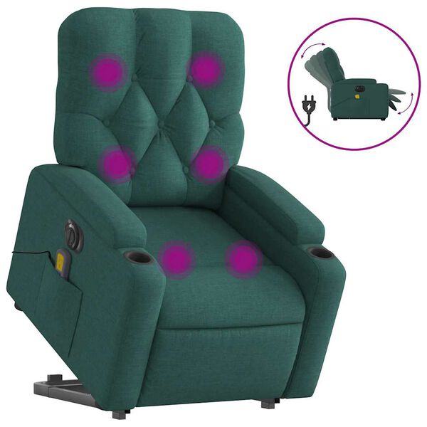 vidaXL Electric Stand Up Massage Recliner Chair Dark green