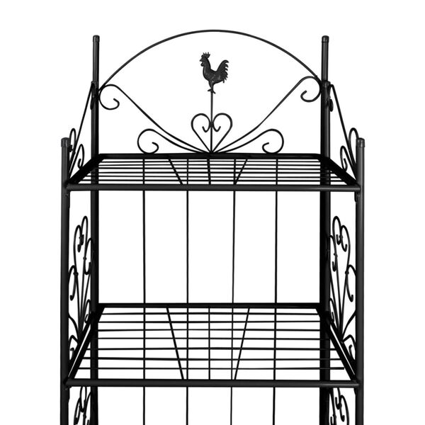 vidaXL Plant Stand Black Steel Medium Sturdy Plant Rack Square