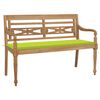 vidaXL Batavia Bench with Bright Green Cushion 59.1 " Solid Teak Wood