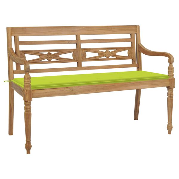 vidaXL Batavia Bench with Bright Green Cushion 59.1 " Solid Teak Wood