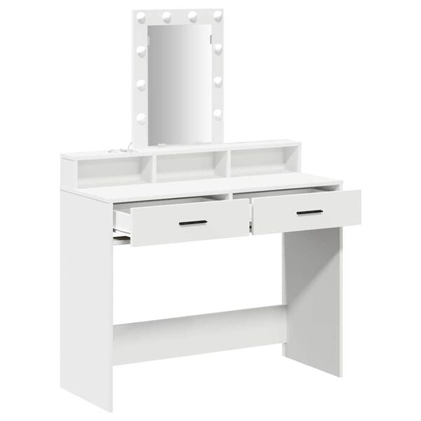 vidaXL Dressing Table White 39.37 x 16.14 x 55.12 in Engineered Wood