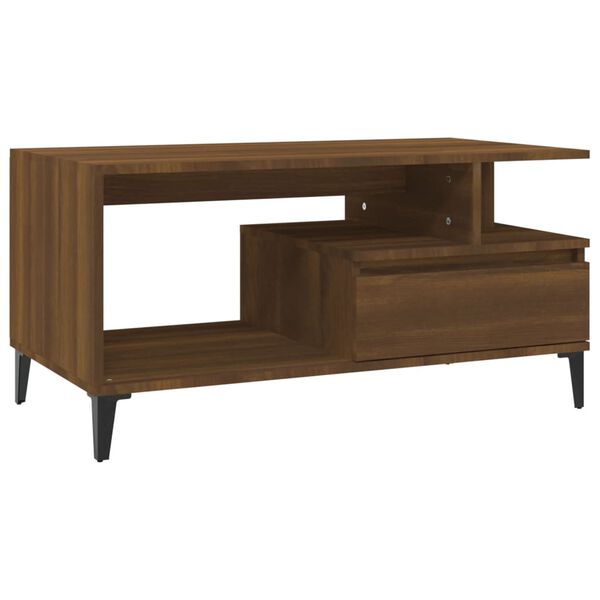 vidaXL Coffee Table Brown Oak Engineered wood, Metal 35.4x19.3x17.7 in