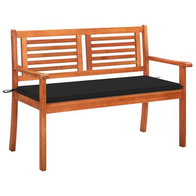 vidaXL 2-Seater Patio Bench with Cushion 44.1" Solid Eucalyptus Wood