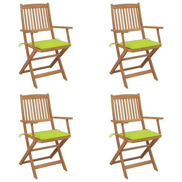 vidaXL Folding Chairs 4 pcs with Cushions Solid Acacia Wood