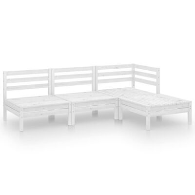 vidaXL 4 Piece Patio Lounge Set Solid Pinewood White