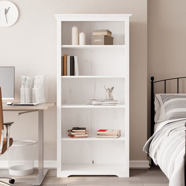 vidaXL Bookcase White Solid pine wood, engineered wood Large Bookcase