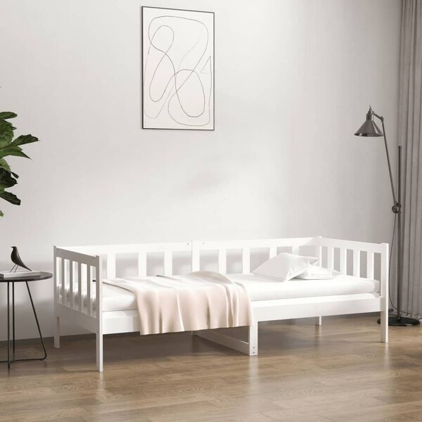 vidaXL Day Bed White Solid Pine Wood 35.4 x 74.8 in