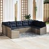 vidaXL Sofa Set with Cushion 9 pcs Grey Poly Rattan
