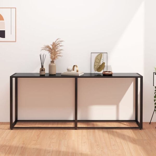 vidaXL Console Table Black Tempered glass, powder-coated steel Large