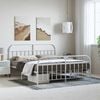 vidaXL Bed Frame White Powder-Coated Steel Full Bed Frame Rectangular