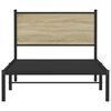 vidaXL Bed Frame Sonoma oak Steel Twin Bed Frame Rectangular Modern