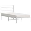 vidaXL Bed Frame White Powder-Coated Steel Single Bed Frame