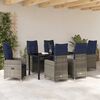 vidaXL Table and Chair Set with Cushion 7 pcs Grey PE Rattan