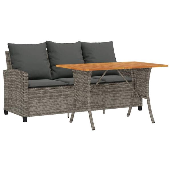 vidaXL Garden Sofa Grey PE rattan 3-seater Adjustable Feet Garden Sofa