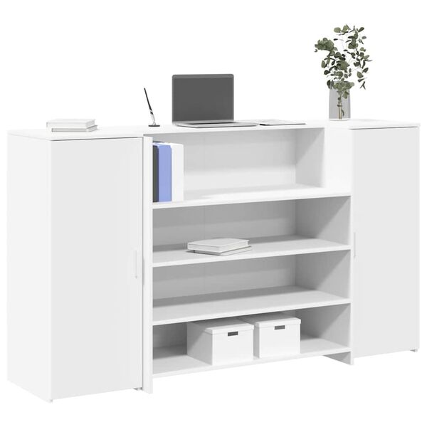 vidaXL Reception Desk White Engineered wood Large Reception Desk