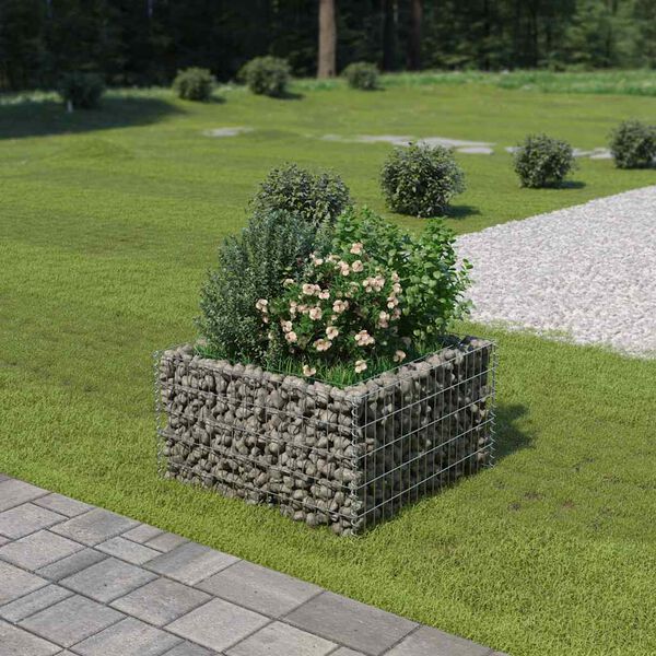 vidaXL Gabion Raised Bed Silver Galvanized steel 35.4 x 35.4 x 19.7 in