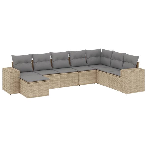 vidaXL Garden Sofa Set Beige and Light Grey PE Rattan, Powder-Coated Steel