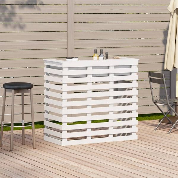 vidaXL Outdoor Bar Table White Solid Pine Wood Medium Outdoor Bar Table
