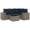 vidaXL 5 Piece Garden Sofa Set with Cushions Grey Poly Rattan