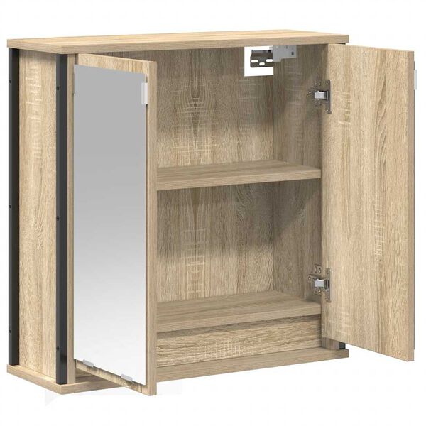 vidaXL Bathroom Wall Cabinet Sonoma oak Engineered wood, steel Medium