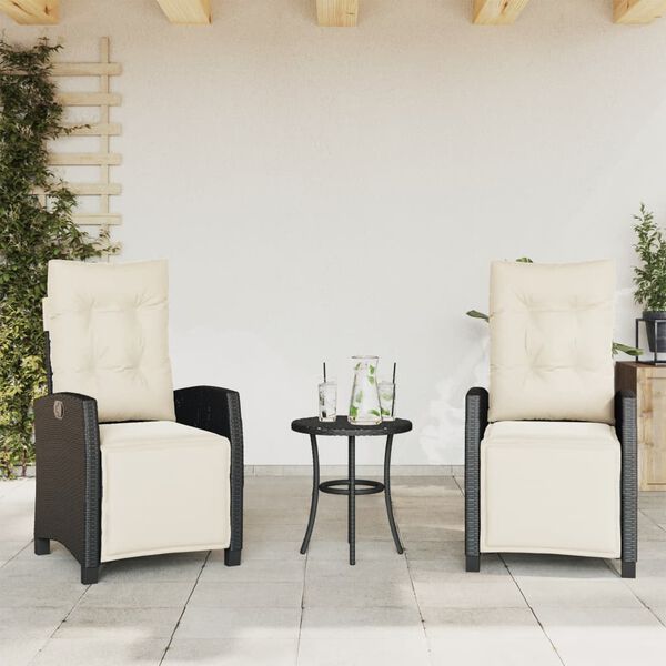 vidaXL Reclining Garden Chair Set of 2 Black