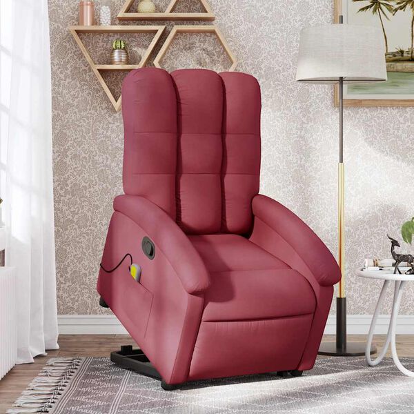 vidaXL Stand Up Massage Recliner Chair Wine Red Fabric, metal, plywood