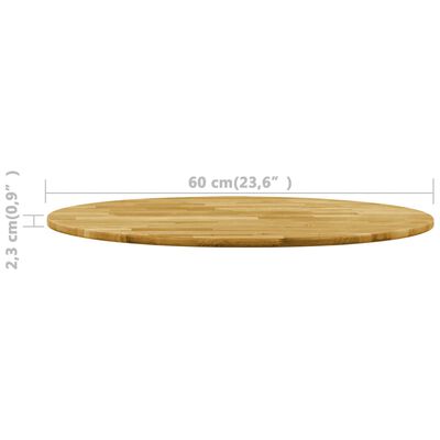 vidaXL Table Top Solid Oak Wood Round 0.9" 23.6"