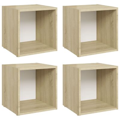 vidaXL TV Cabinets 4 pcs White and Sonoma Oak 14.6"x13.8"x14.6" Chipboard